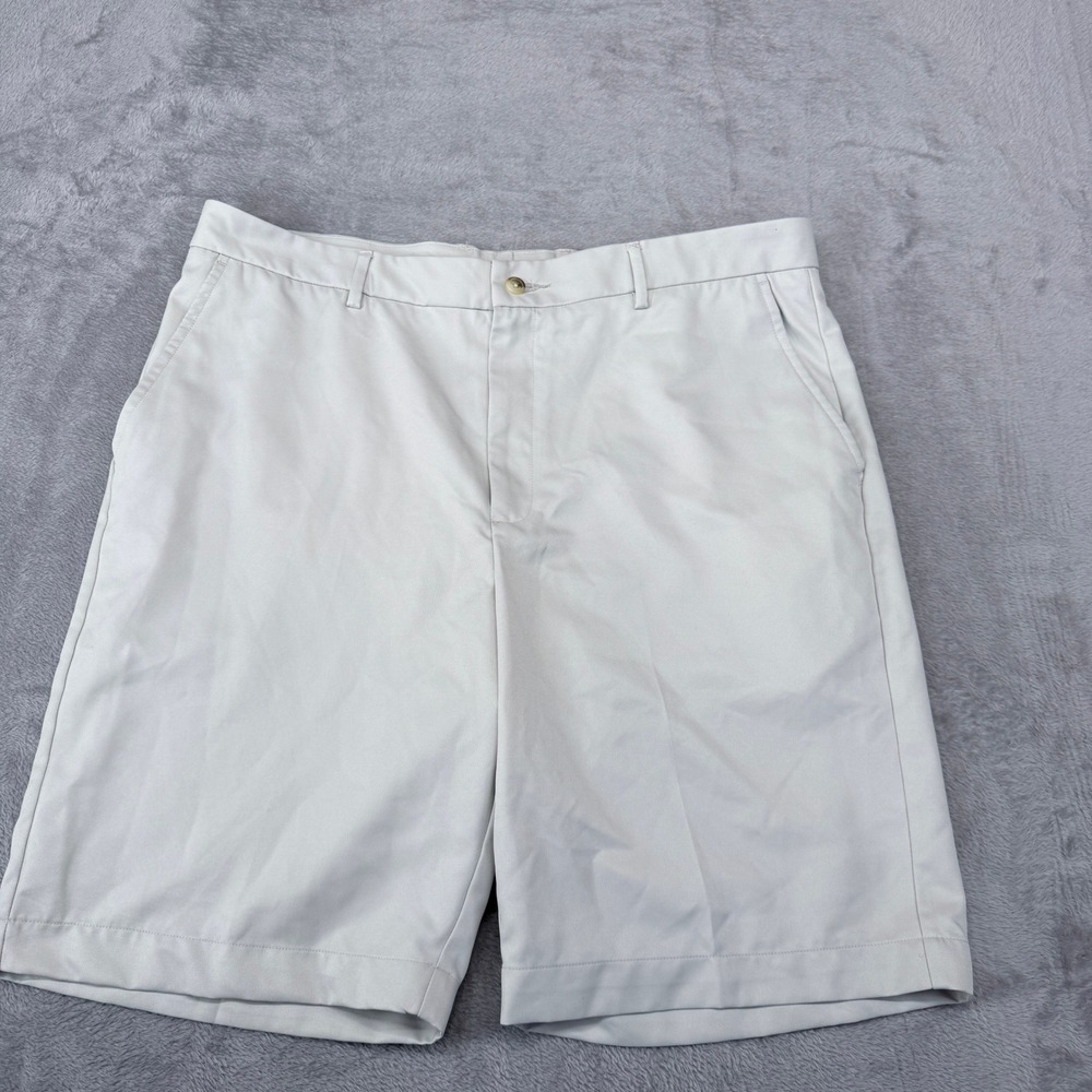 Greg Norman Golf Shorts Men Size 38 Beige Stone Performance Flat Front Polyester